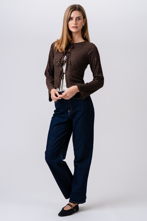 Ivy Tie Blouse Tricot - Marron