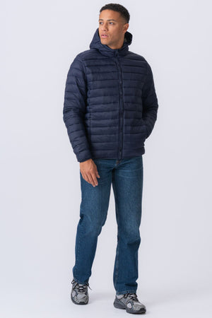 Blouson bouffant léger à capuche - Marine