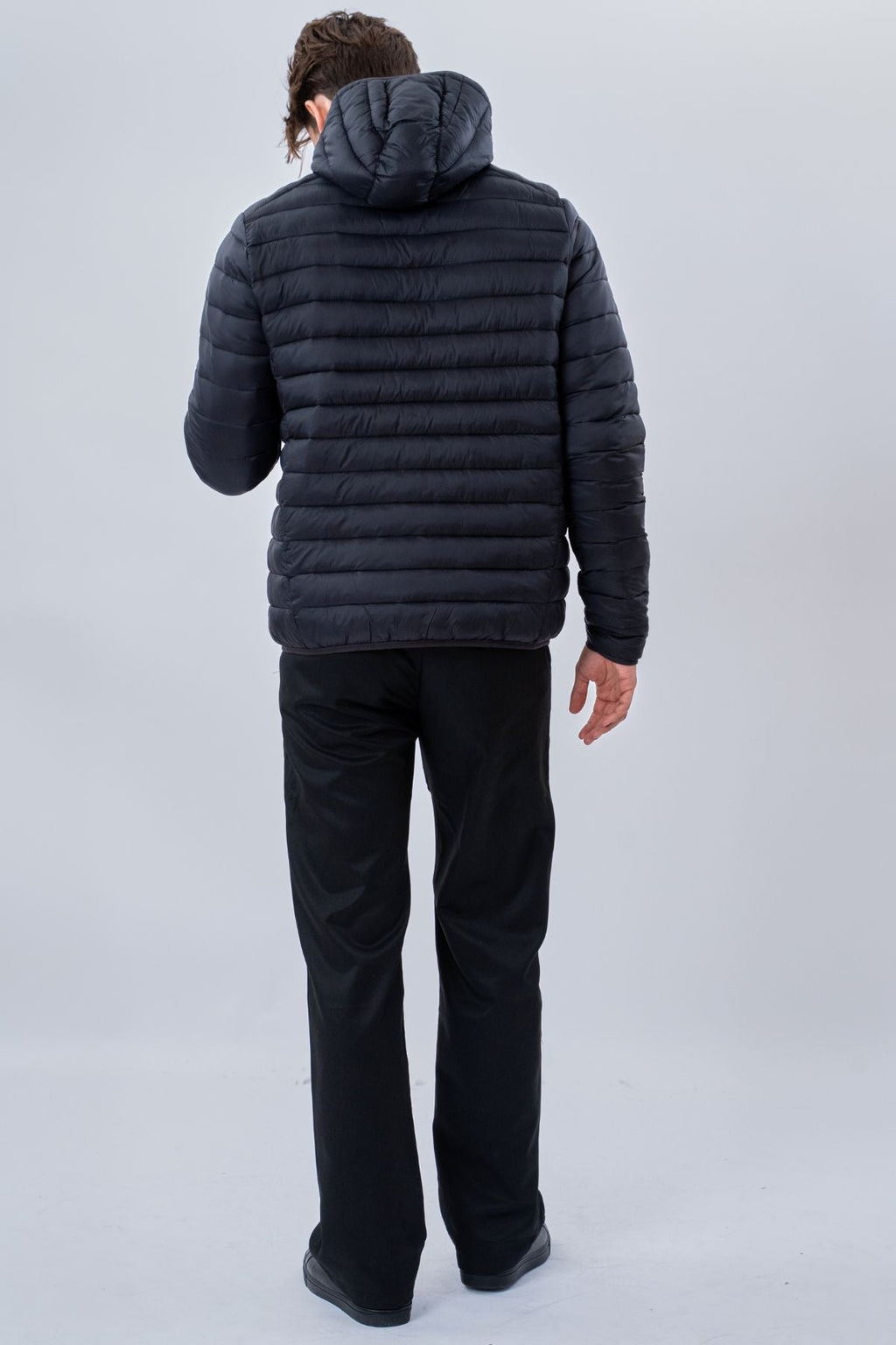 Blouson bouffant léger à capuche - Noir