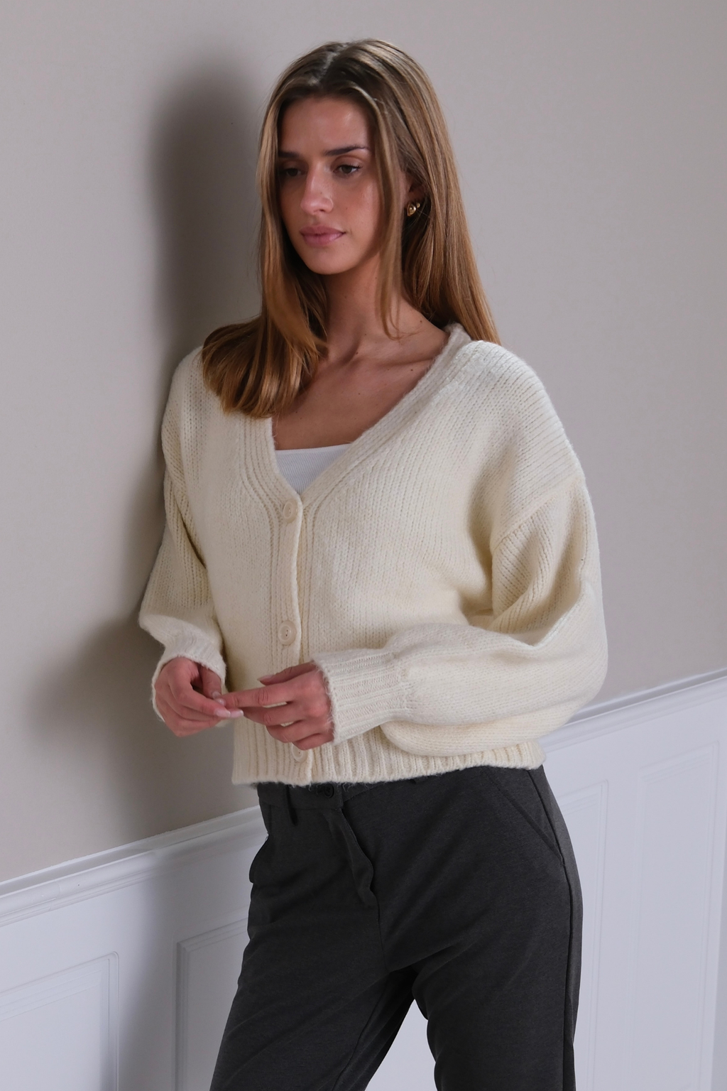 Cardigan Col V - Écru