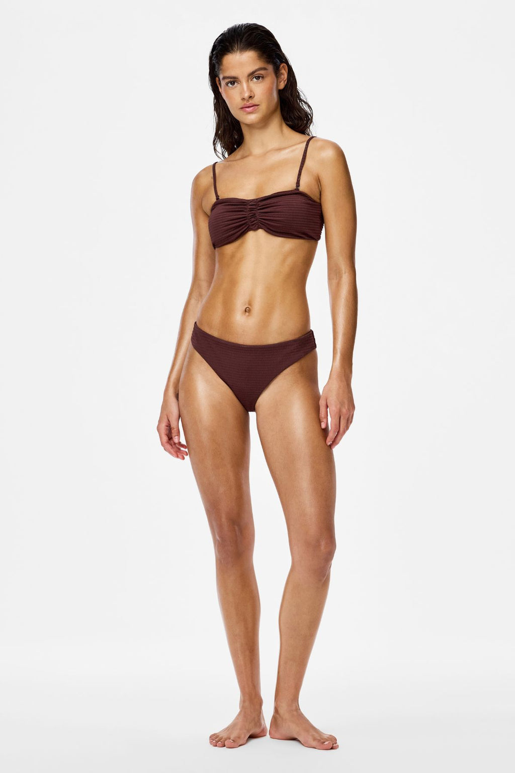 Kaya Seersucker Bikini Brief - Deep Mahogany