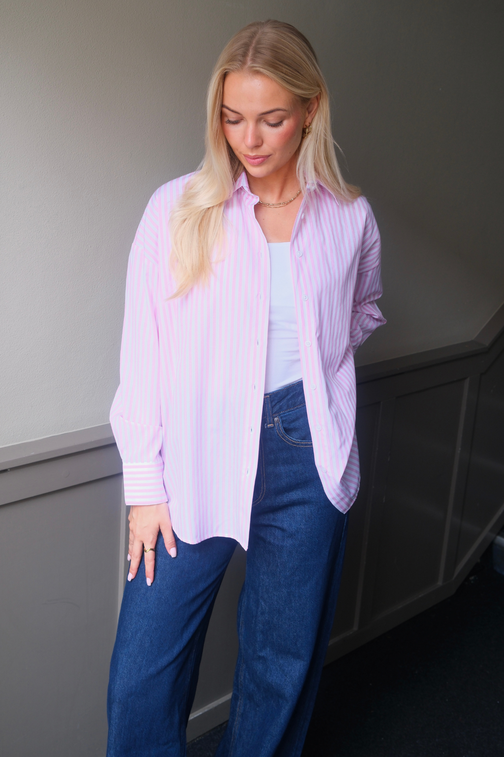 Chemise à rayures Layla - rose