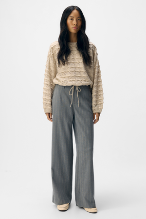 Lisa Wide Pant AOP - Melange gris moyen