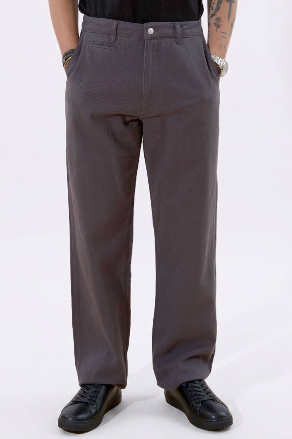 Chino droit en coton - Gris
