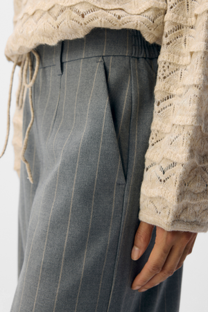 Lisa Wide Pant AOP - Melange gris moyen