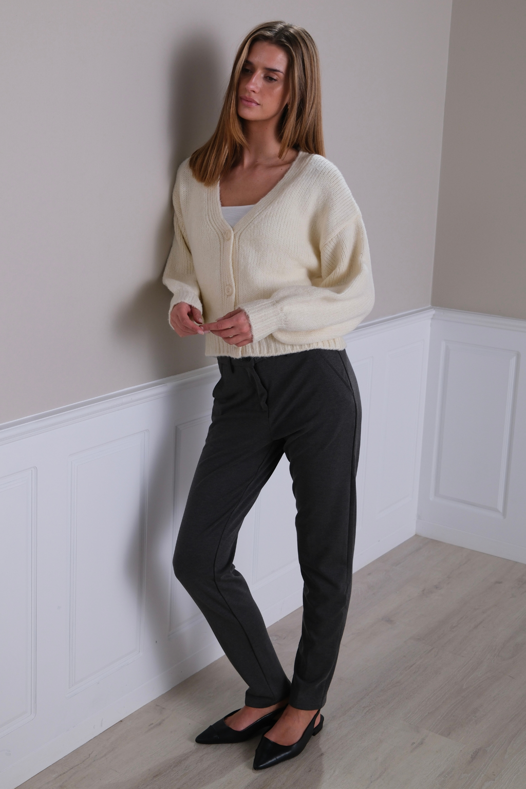 Cardigan Col V - Écru