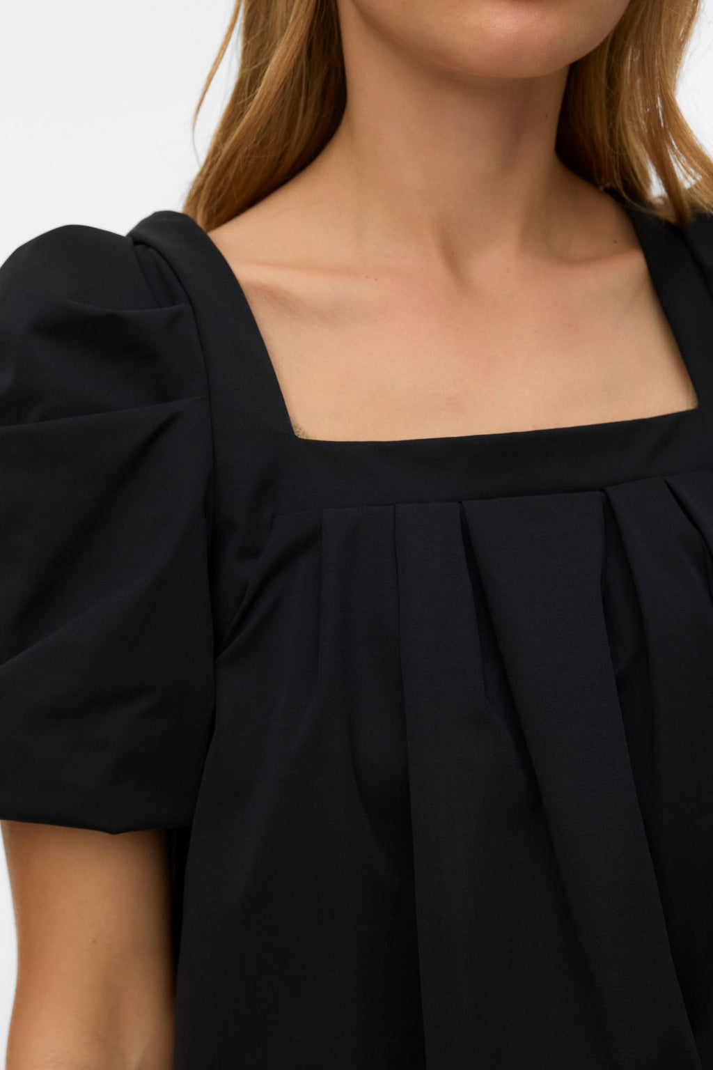 Robe Courte Ann Ss à Col Carré - Noir