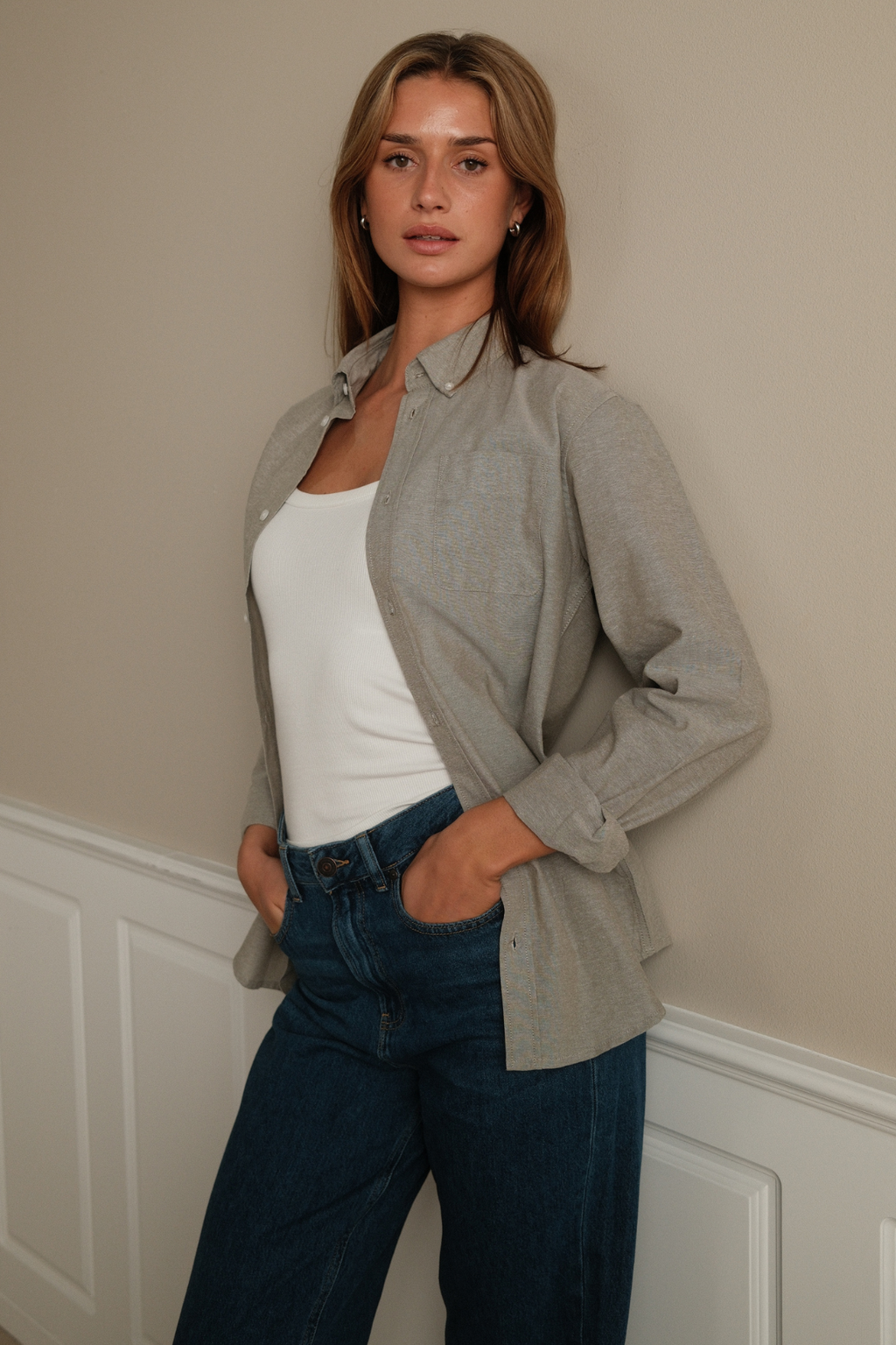 Boyfriend Oxford Shirt - Gray