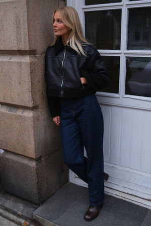 Veste de shearling de marguerite - noir / noir