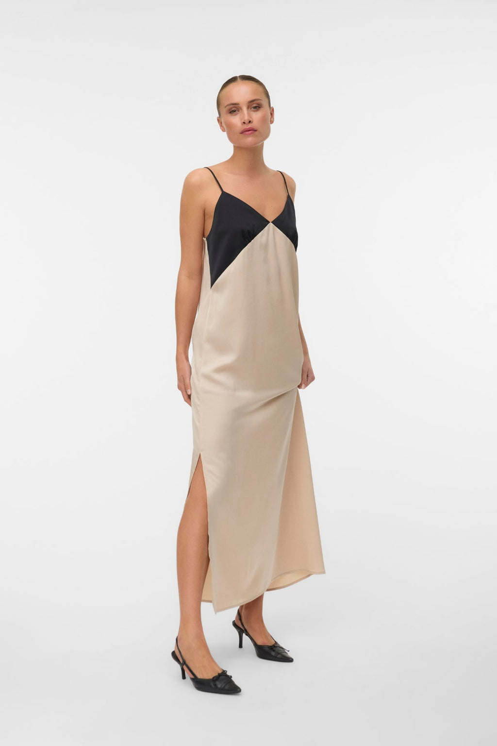 Robe simple à la cheville Joy - Contraste ciment noir