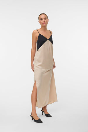 Robe simple à la cheville Joy - Contraste ciment noir