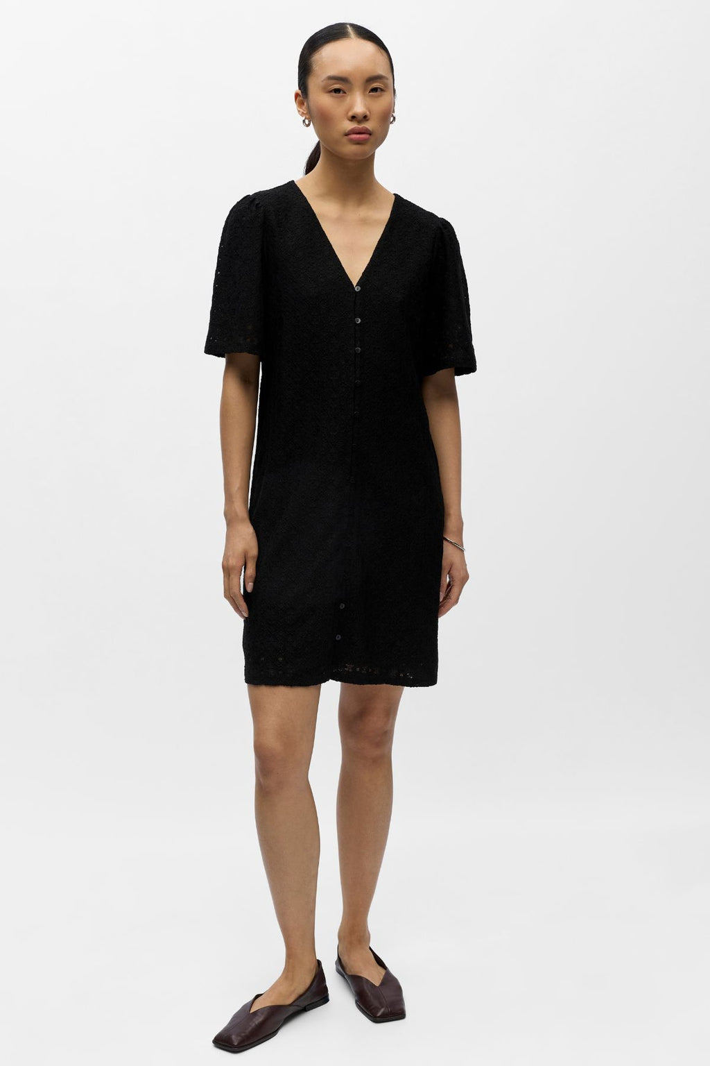 Robe Laila à col en V - Noir