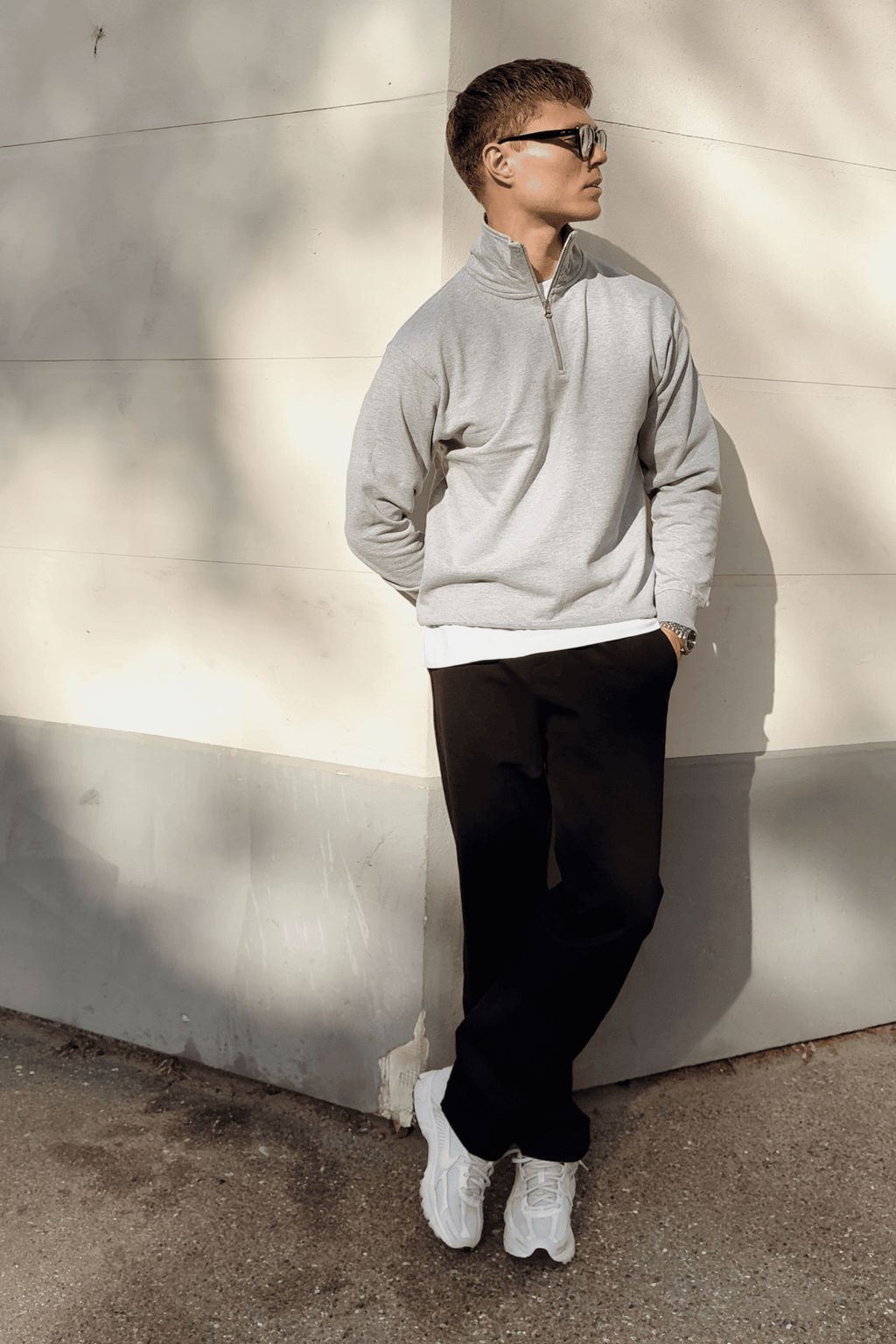 Sweat-shirt à moitié zip - gris