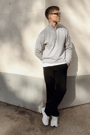 Sweat-shirt à moitié zip - gris