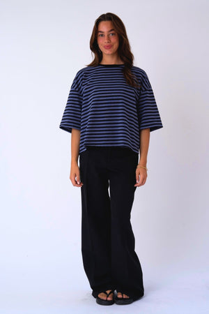 Chemisier Zoe - Noir/Bleu Denim