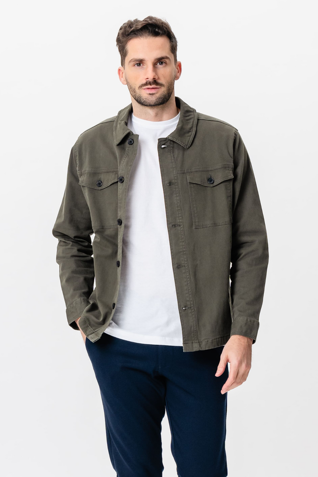 Twill Overshirt - Olive sombre