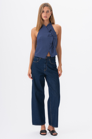 Silva Striped Top - Navy