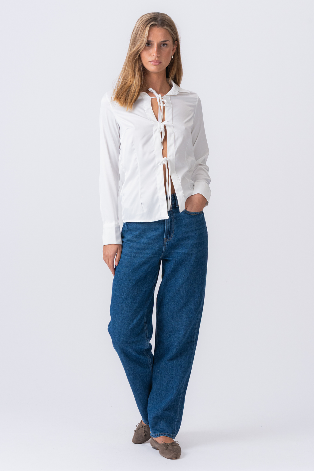 Lucy Tie Shirt - White