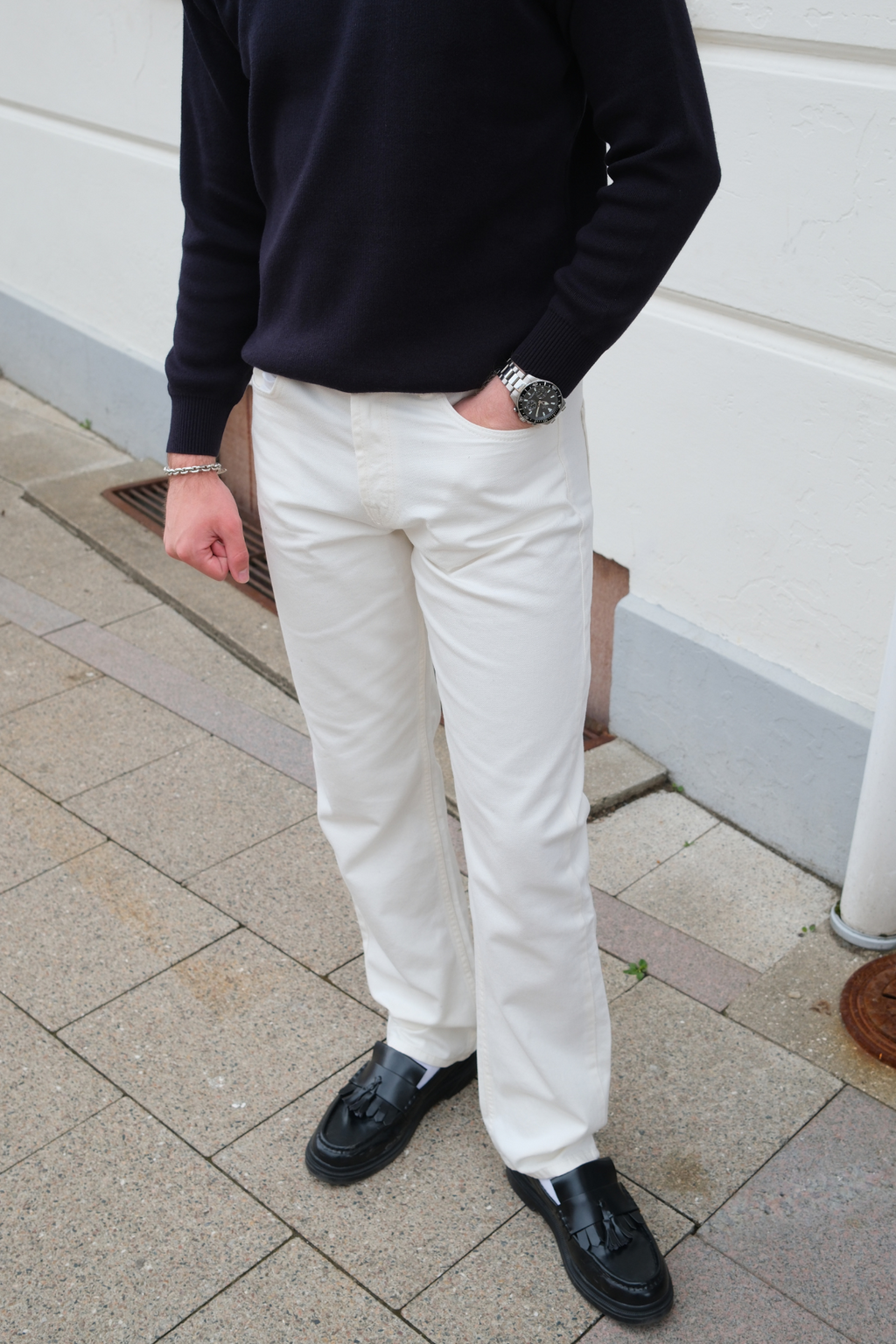 Jeans en ajustement détendu - denim blanc