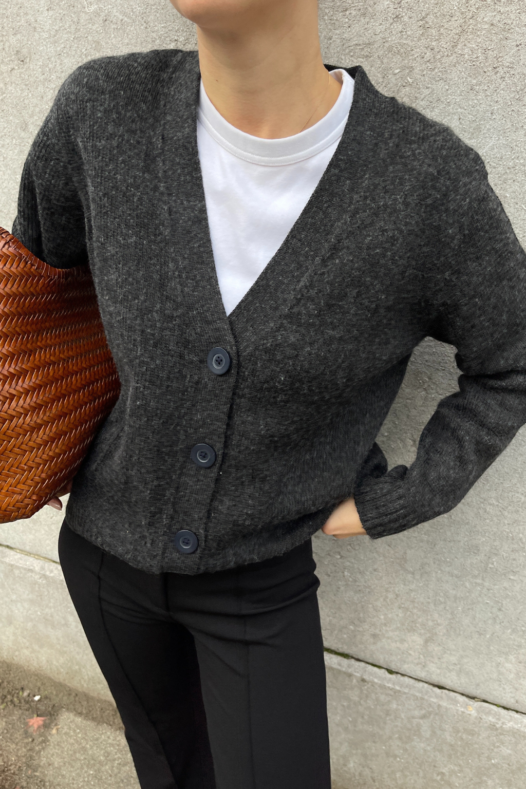 Cardigan tricoté - Melange gris foncé
