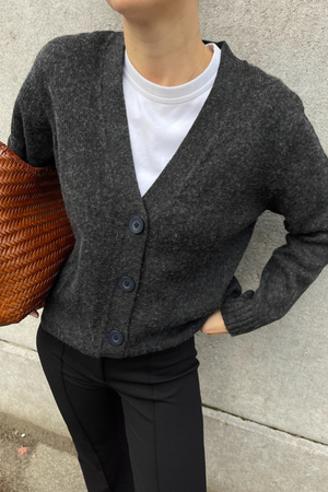 Cardigan tricoté - Melange gris foncé