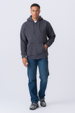Relaxed Zip Hoodie - Dark Grey