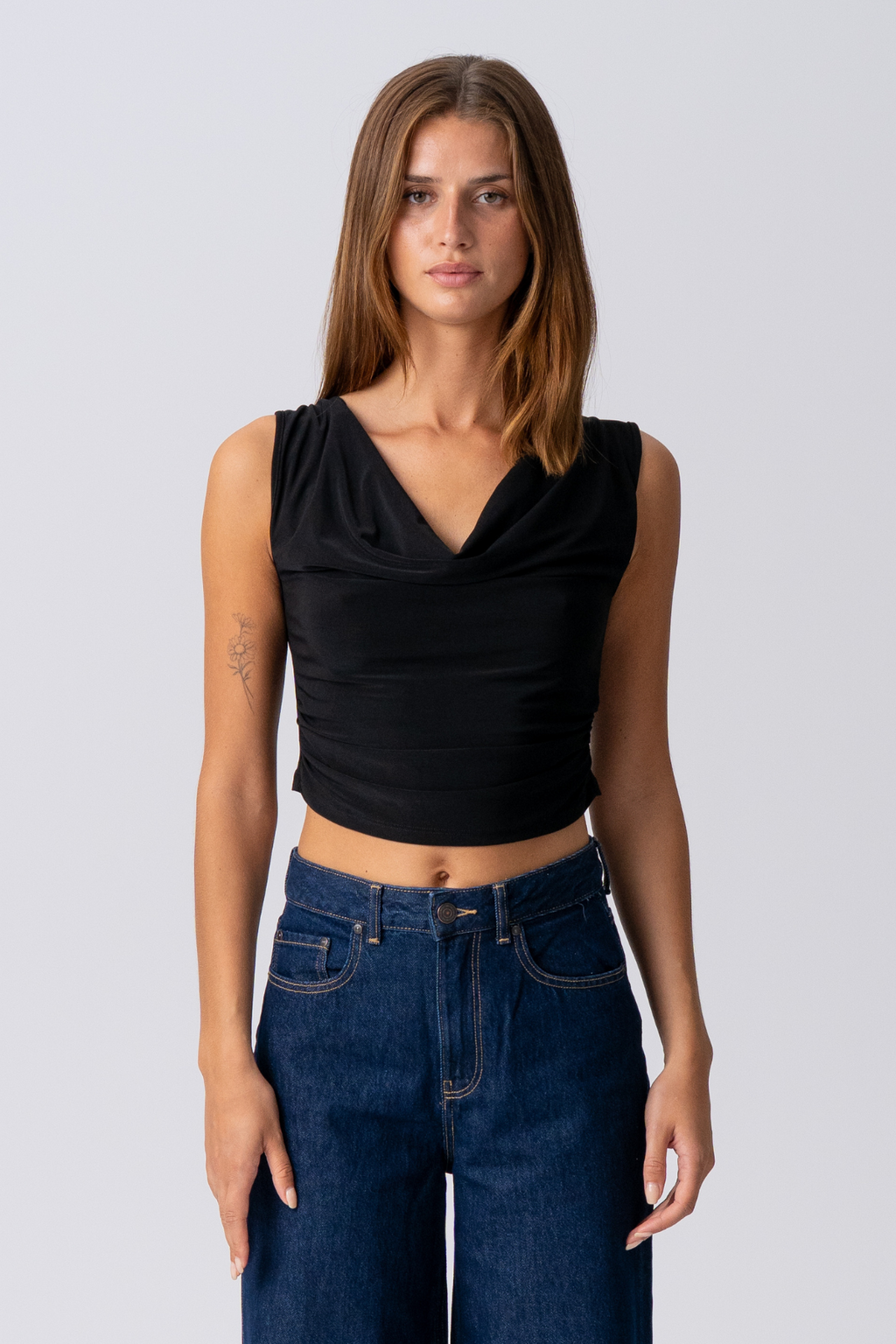 Elisa Waterfall Top - noir