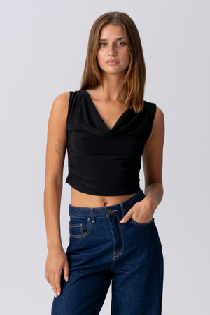 Elisa Waterfall Top - noir