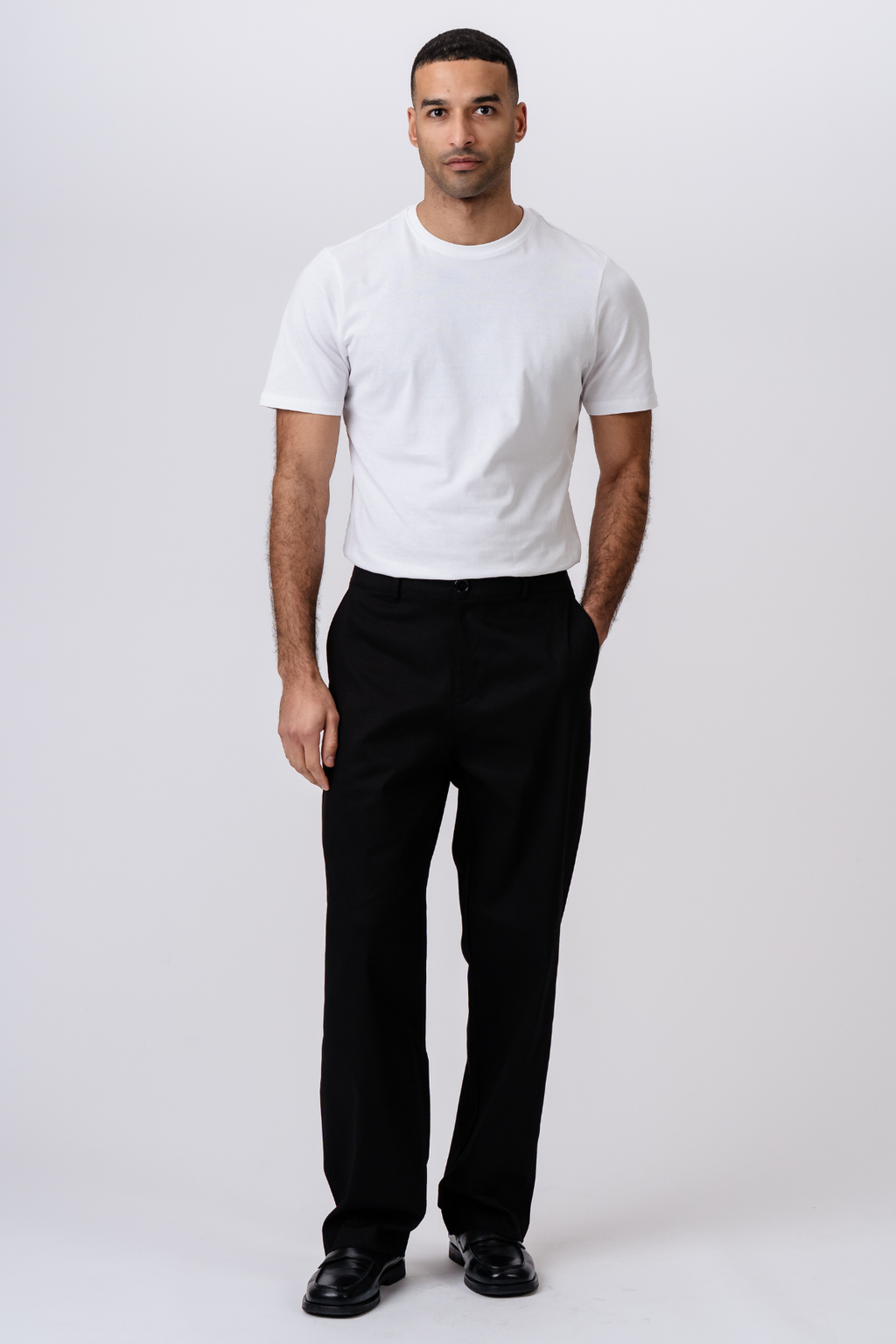 Chino droit en coton - Noir