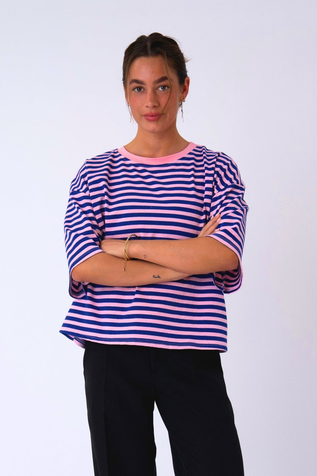 Zoe T-shirt - Blue/Light Pink