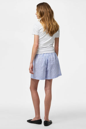Olly taille haute Shorts - Rayures d'hortensia - Blanc brillant