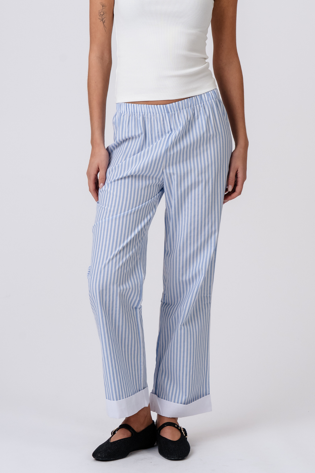 Layla Striped Pants - Bleu clair