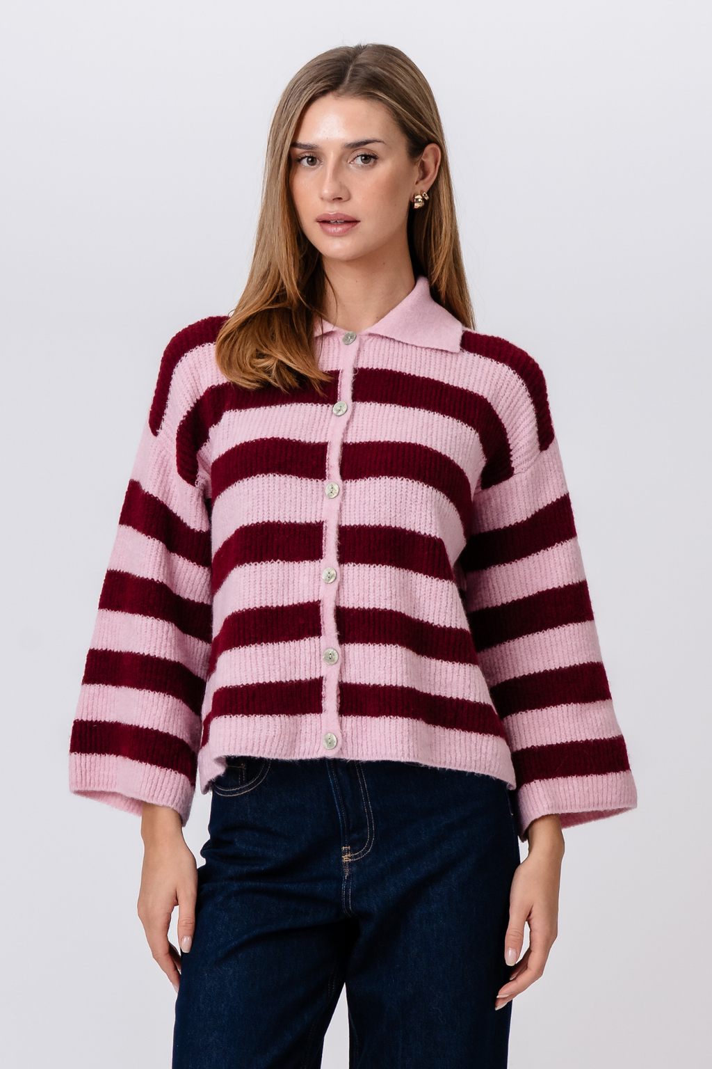 Josie Polo Knit - Rose/Bordeaux