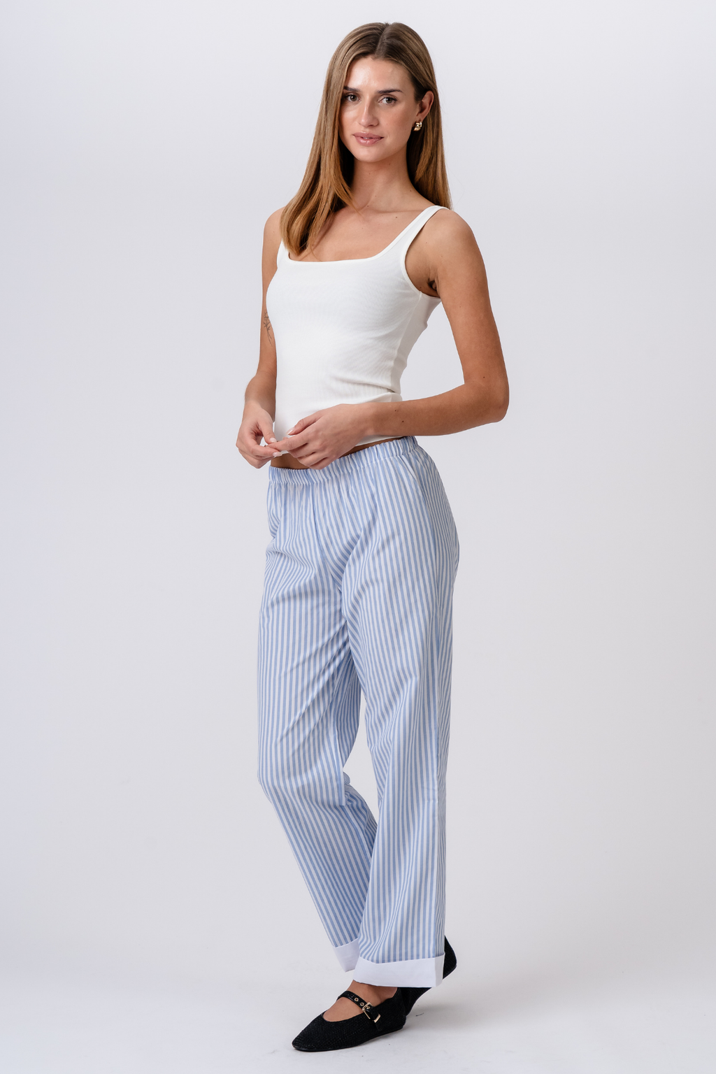 Layla Striped Pants - Bleu clair