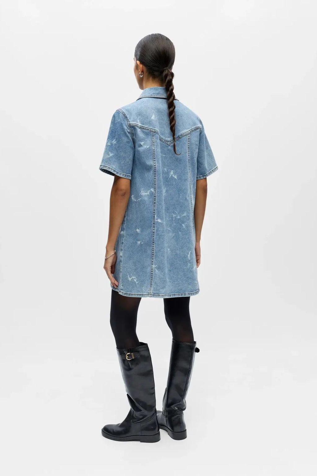Robe courte en jean Claudia - Denim bleu clair