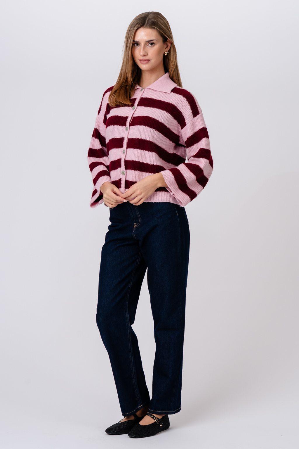 Josie Polo Knit - Rose/Bordeaux