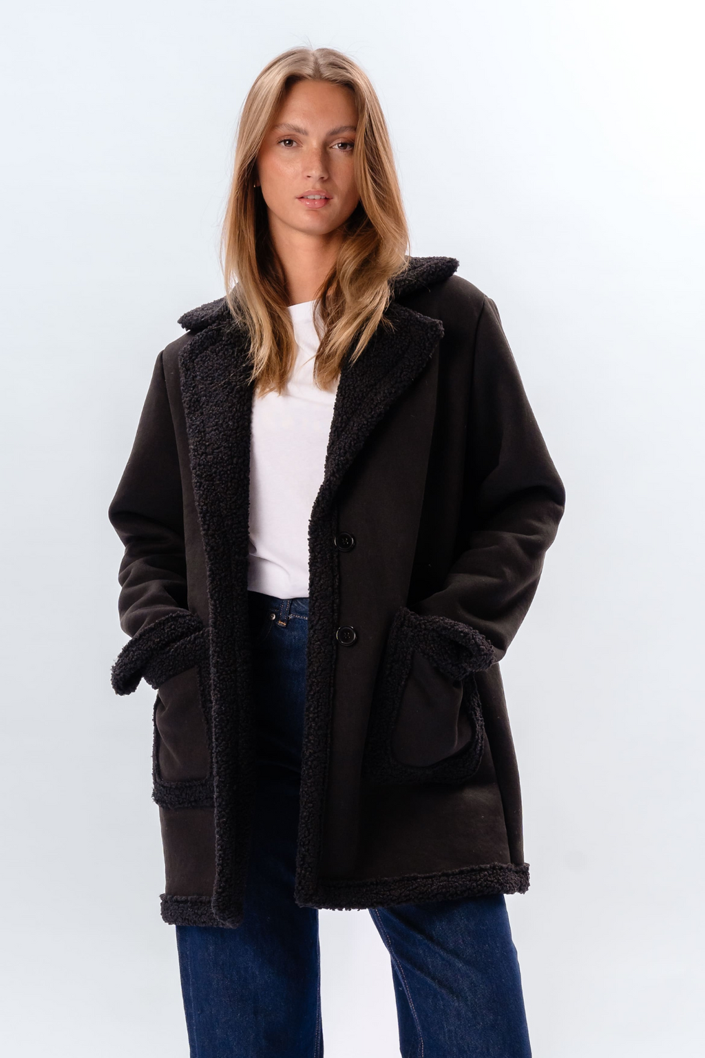 Manteau en shearling - Noir
