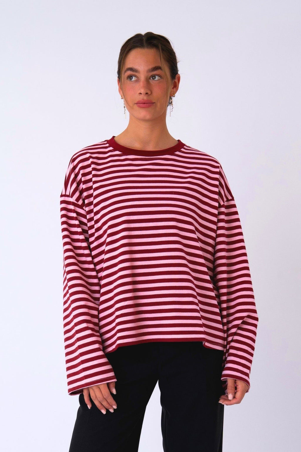 Cleo Blouse - Burgundy/Pink