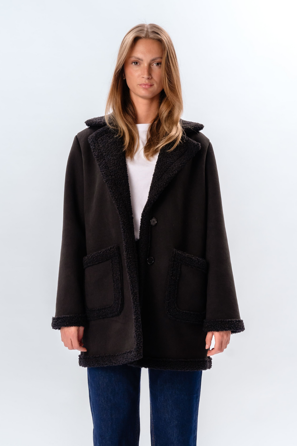 Manteau en shearling - Noir