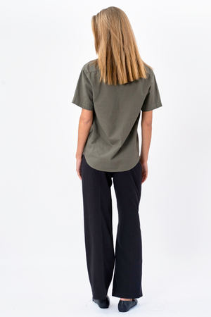 Short Sleeve Linen Shirt - Army