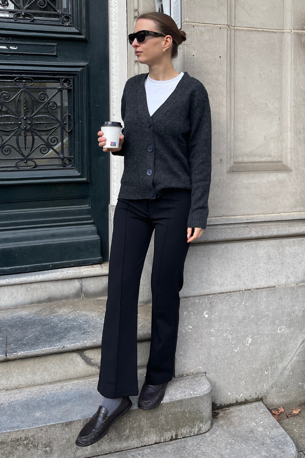 Cardigan tricoté - Melange gris foncé