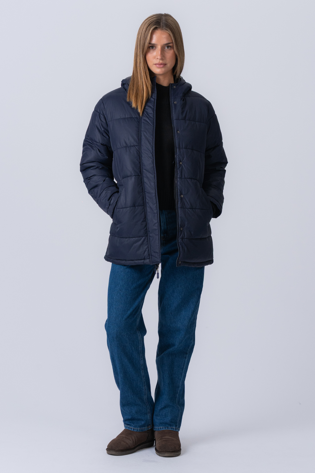 Long Puffer Jacket - Navy