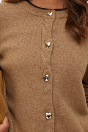 Cardigan court boutonné Fiona - Silver Mink Melange