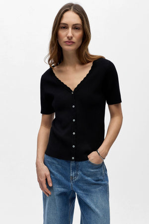 Cardigan Col V Kelly Re - Noir