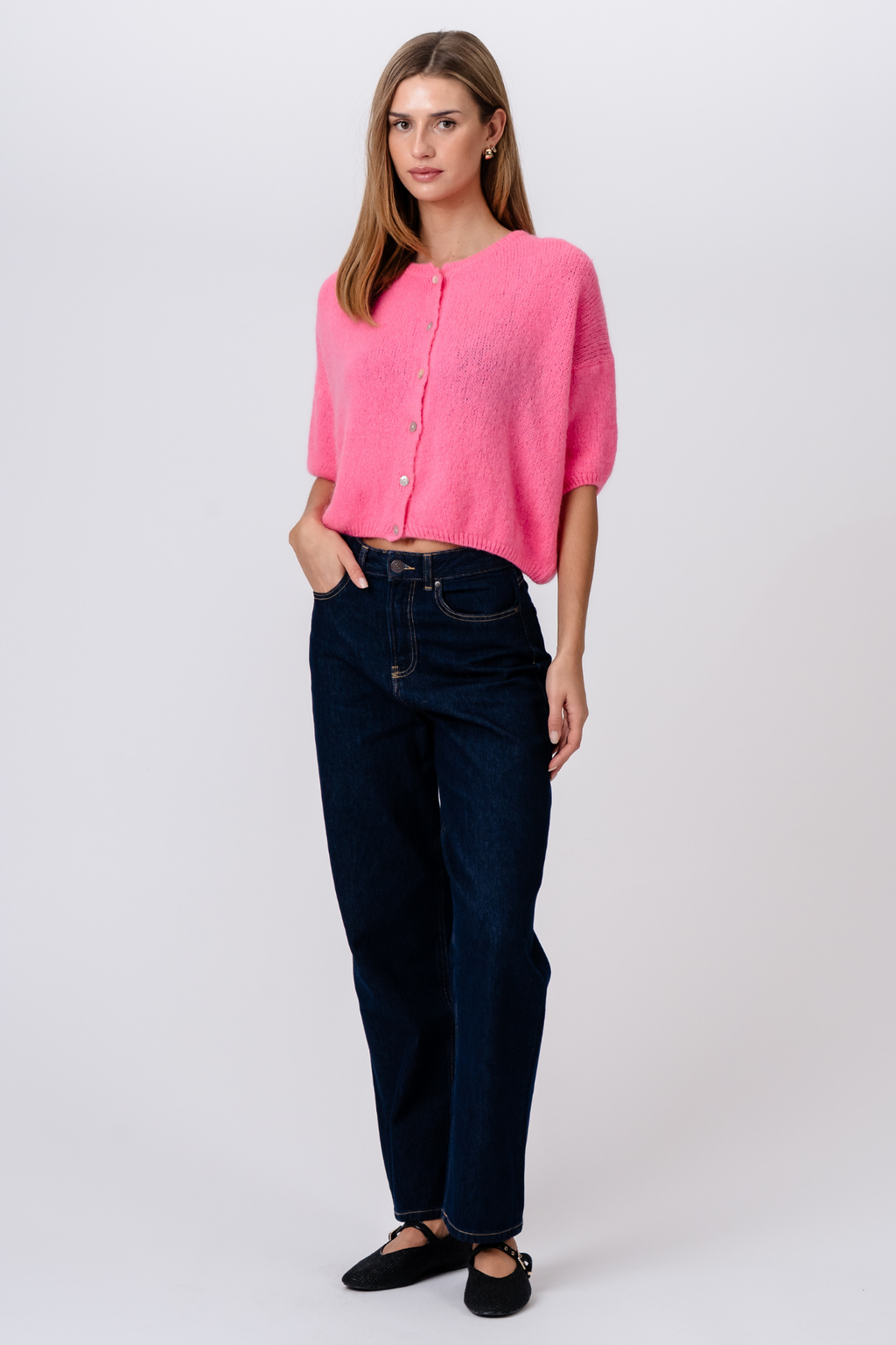 Mary Short Sleeved Knit - Baby Pink