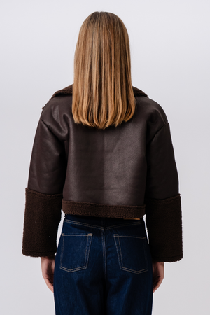 Daisy Shearling Jacket - Brown/Black