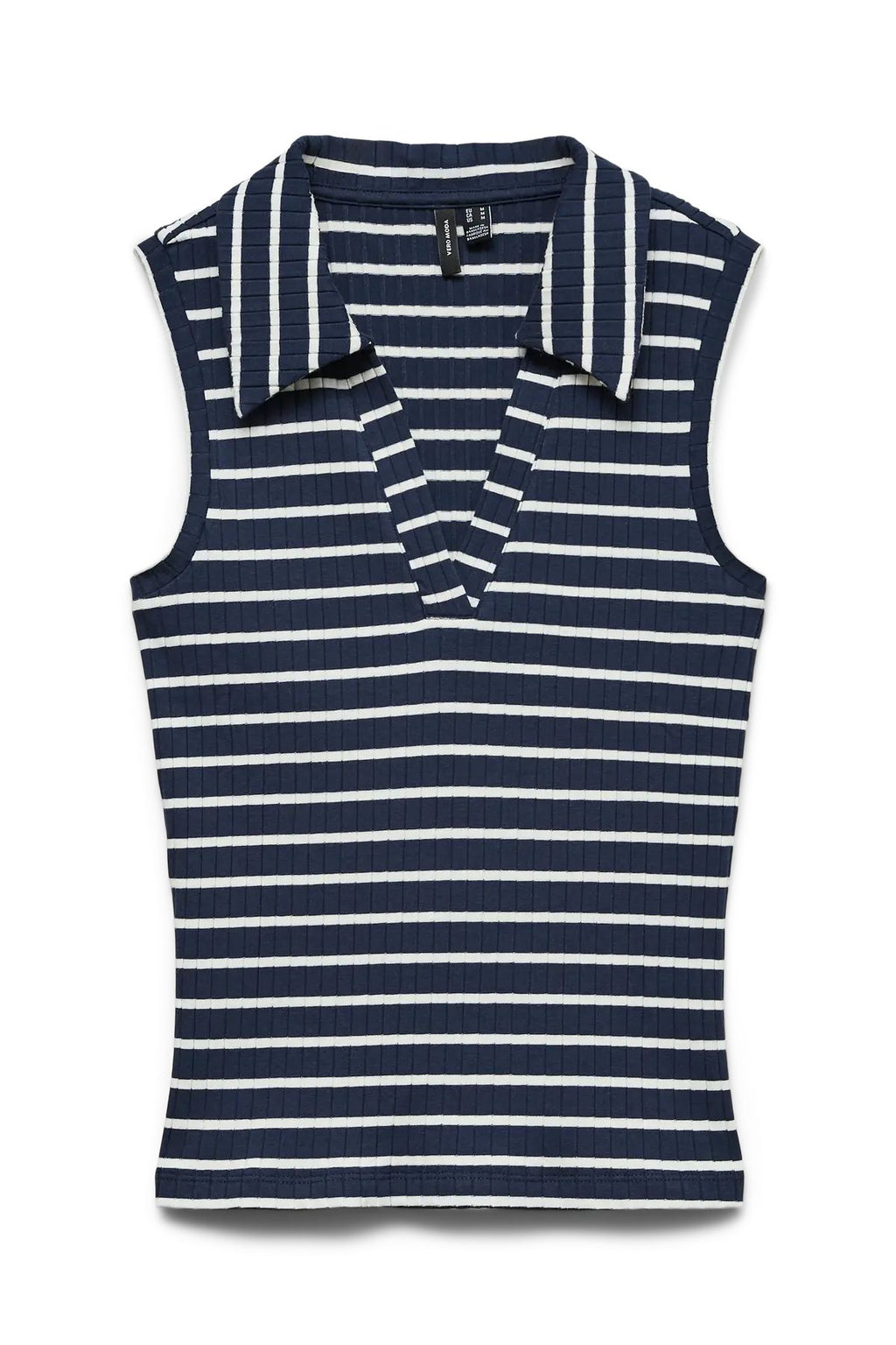 Sea Collar Top - Navy Blazer Stripes Stripes: Snow White