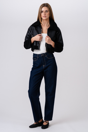 Veste de shearling de marguerite - noir / noir