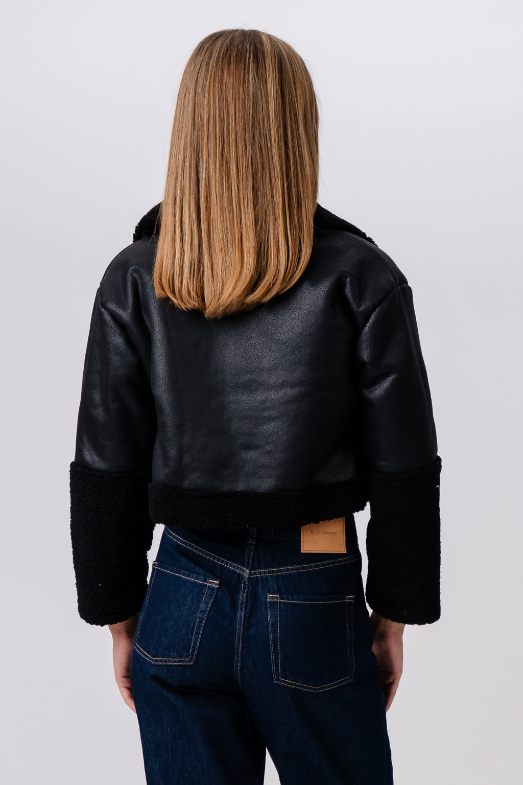 Veste de shearling de marguerite - noir / noir