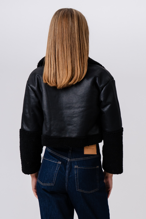 Veste de shearling de marguerite - noir / noir